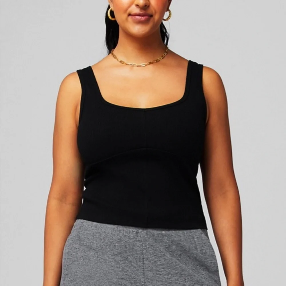 Fabletics Black Ribbed Top - Picture 1 of 4